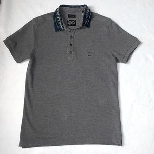 DIESEL DENIM COLLAR SHORT SLEEVE POLO FELT GREY SIZE S